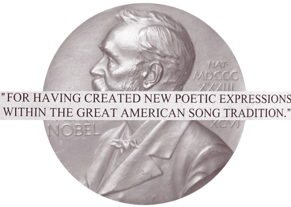 Nobel prize with Nobel committee commendation of Dylan