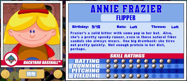 Image result for Annie Frazier backyard baseball 2001