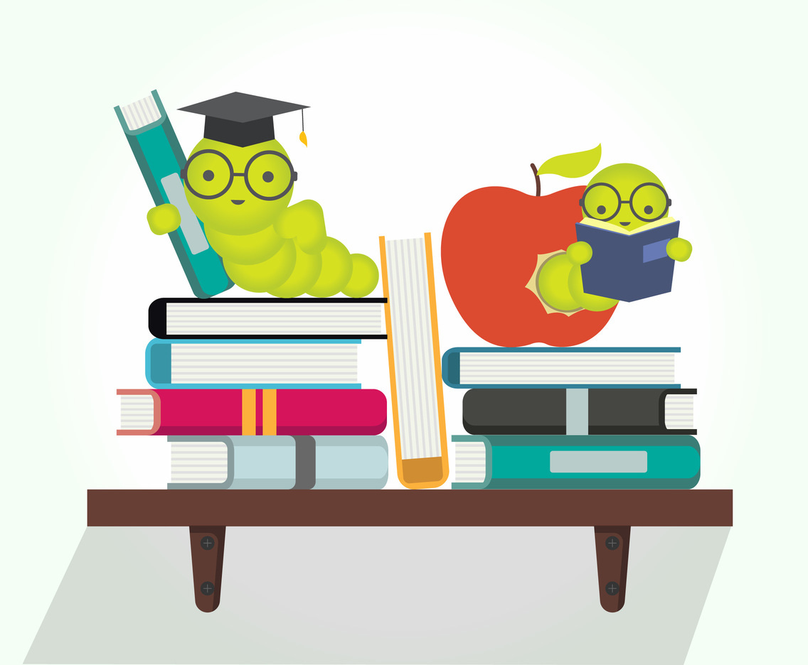 The Bookworm Vector Vector Art &amp; Graphics | freevector.com