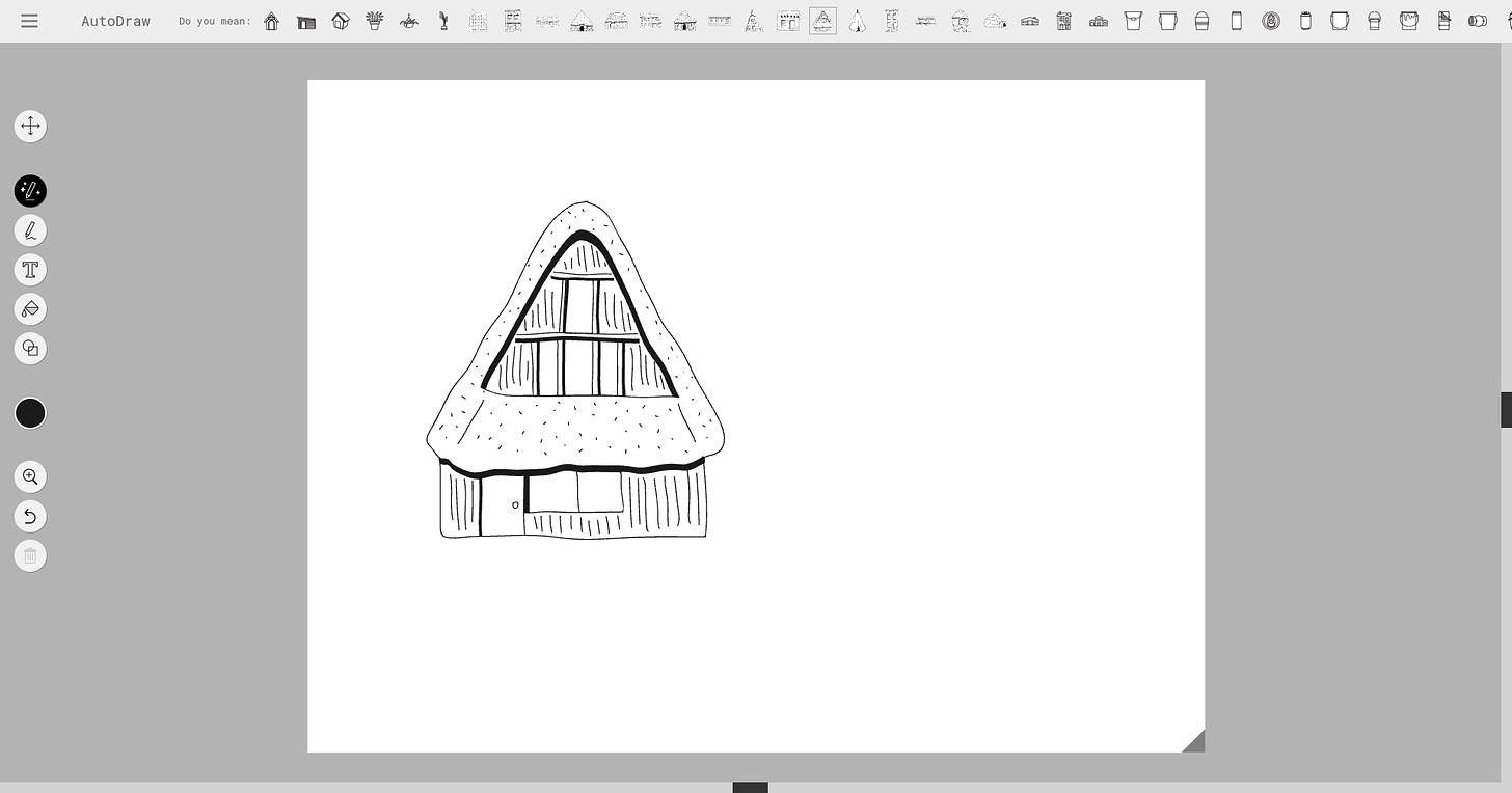 AutoDraw turning a rough sketch into a house icon