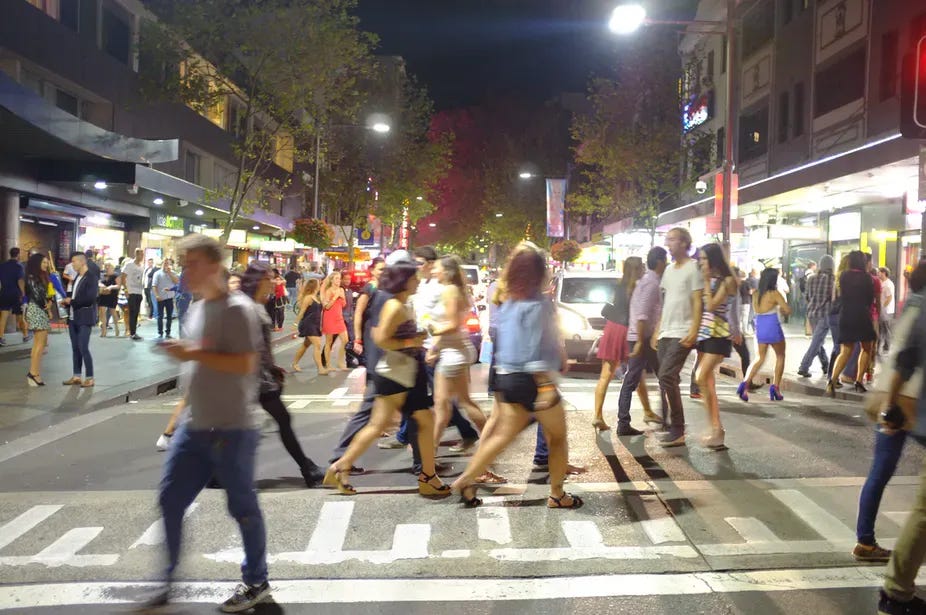 A night-out in the Kings Cross area of Sydney.