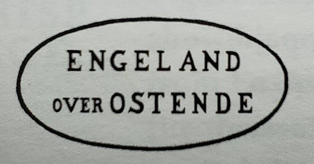 The ENGELAND / OVER OSTEND handstamp