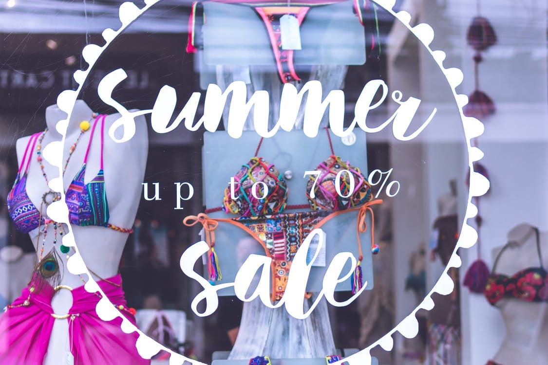 Free Summer Up to 70% Sale Text Stock Photo