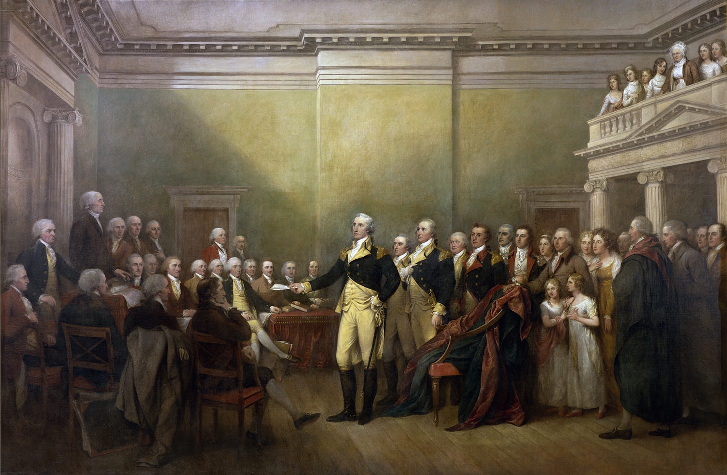 "General George Washington Resigning His Commission," by John Trumbull. The original is on display in the Rotunda of the U.S. Capitol. 