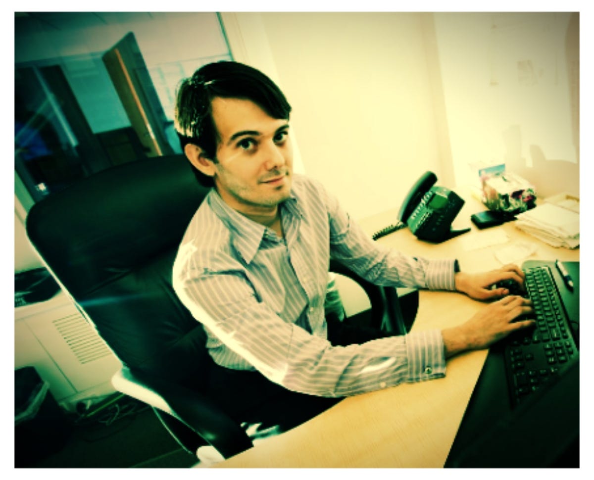 Martin Shkreli at his desk in Manhattan (Getty Images)