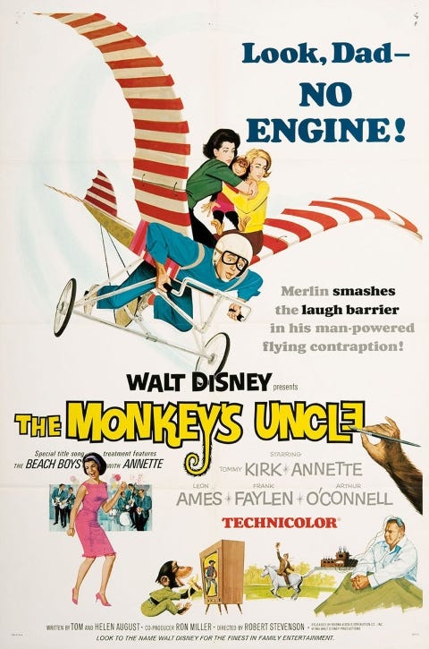 Original theatrical release poster for Walt Disney's The Monkey's Uncle