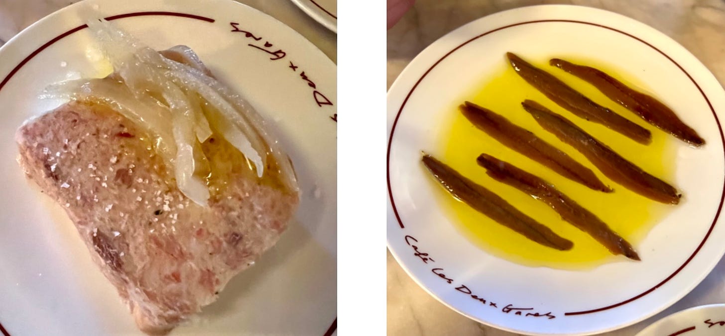 Rillettes and anchovies at Café Deux Gares restaurant in Paris | Paris by Mouth