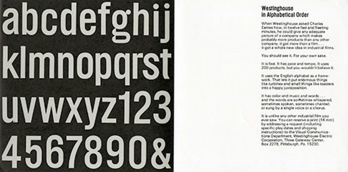 Minimalist promotional material for Westinghouse in Alphabetical Order. Minimalist promotional material for Westinghouse in Alphabetical Order.