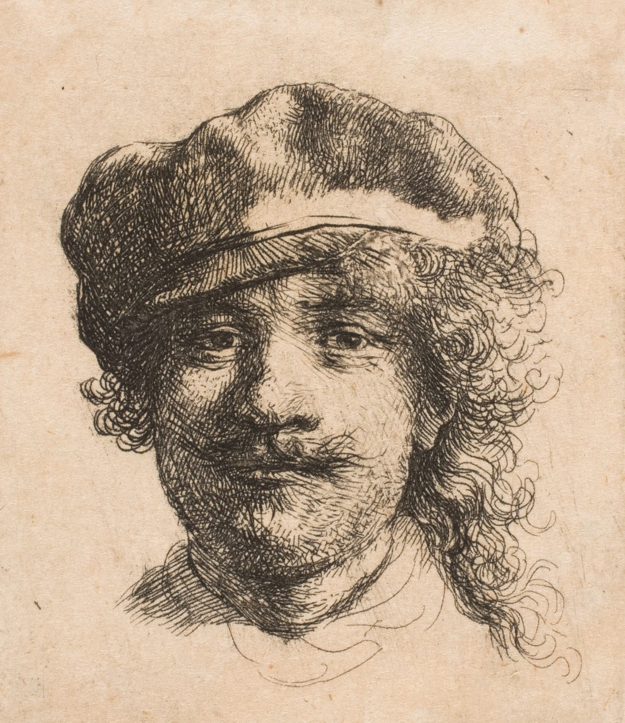 Rembrandt wearing a soft cap (1629 – 1632) by Rembrandt van Rijn
