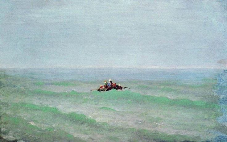 A boat in the sea. Crimea - Arkhip Kuindzhi - WikiArt.org | Painting, Art,  Oil painting reproductions