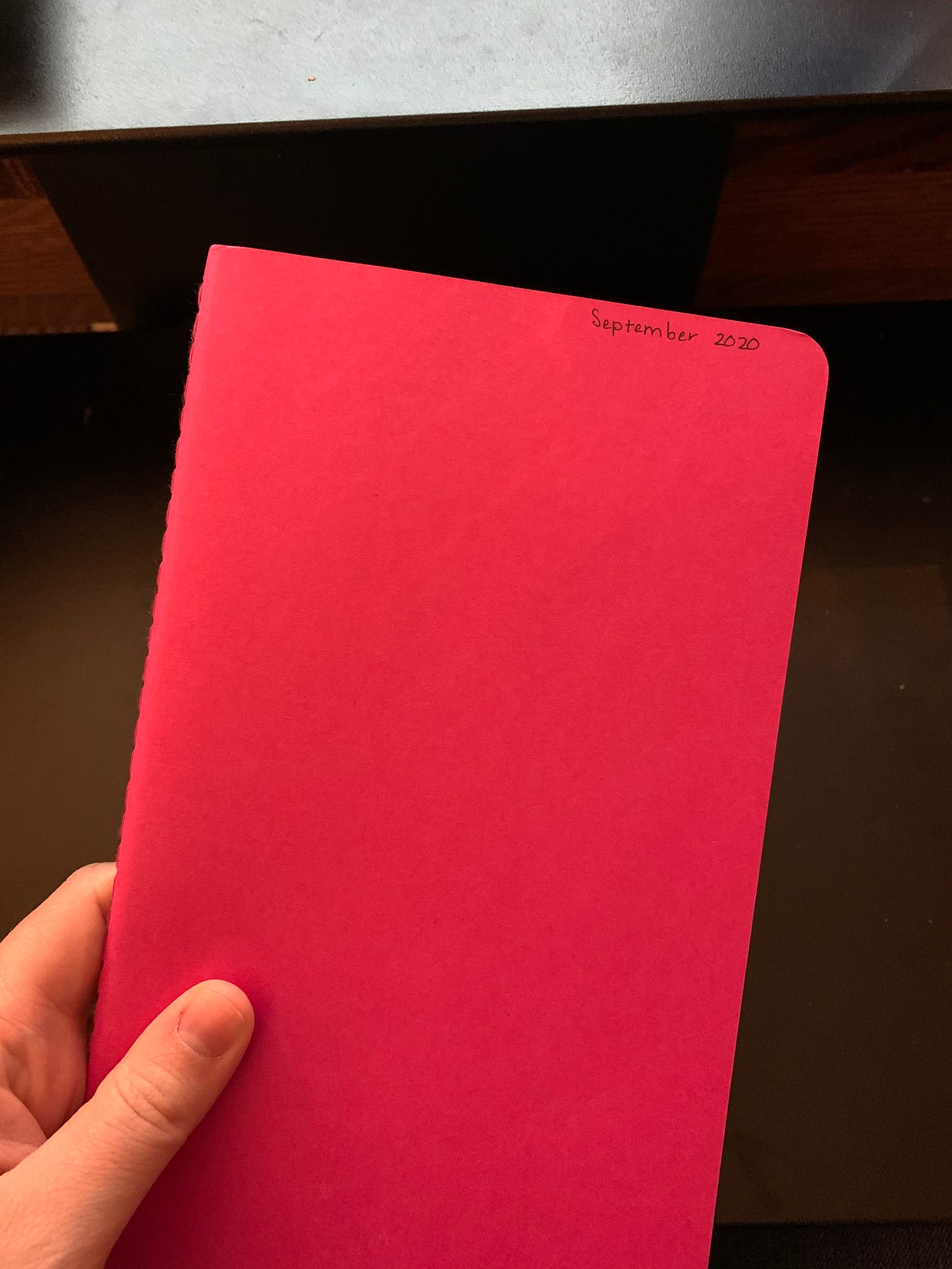 Photo of a pink notebook