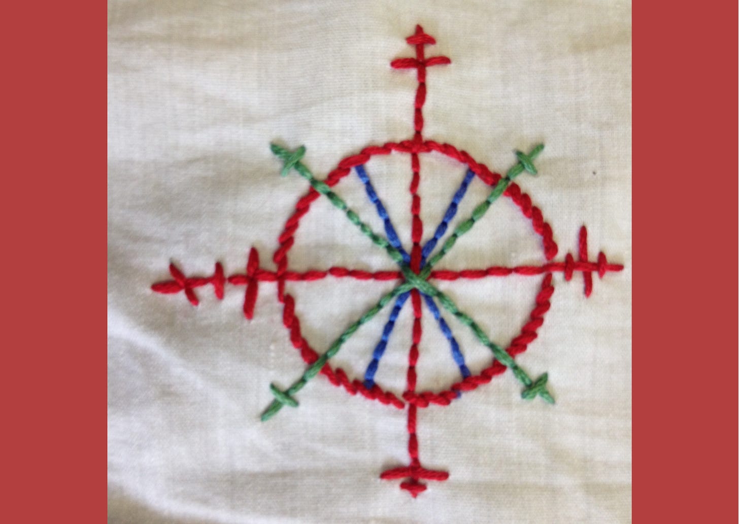 A Ruon embroidered charm 