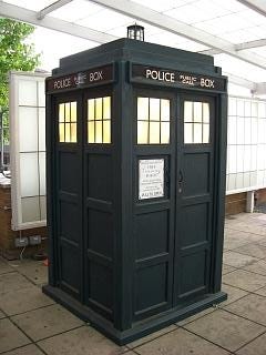 The current TARDIS seen at BBC TV Centre and t...