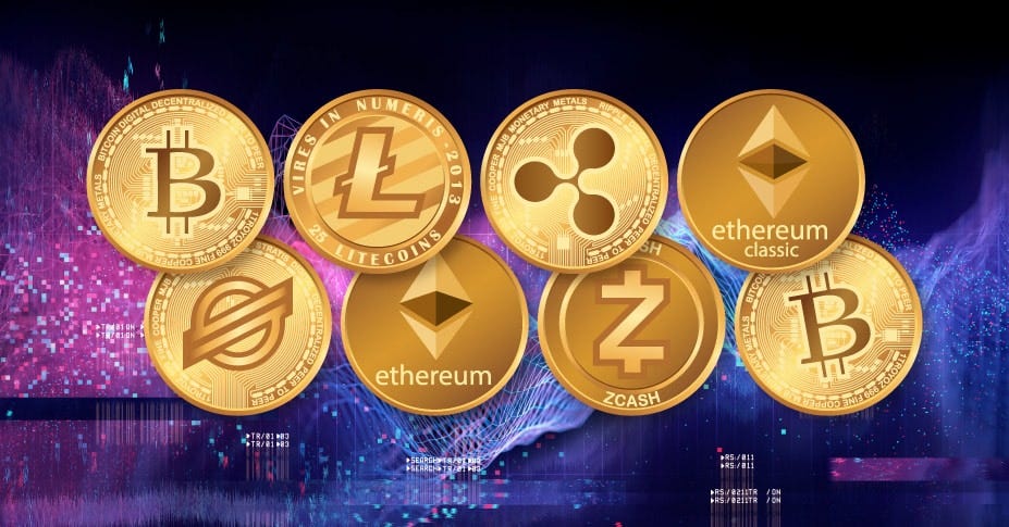 Picture of different cryptocurrencies