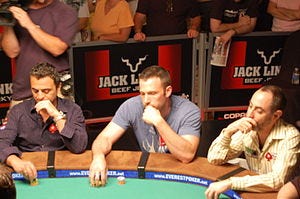 Ben Affleck playing poker at the annual Ante U...