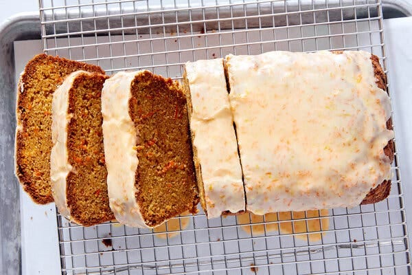 There is something irresistible about a carrot cake topped with a citrus glaze.