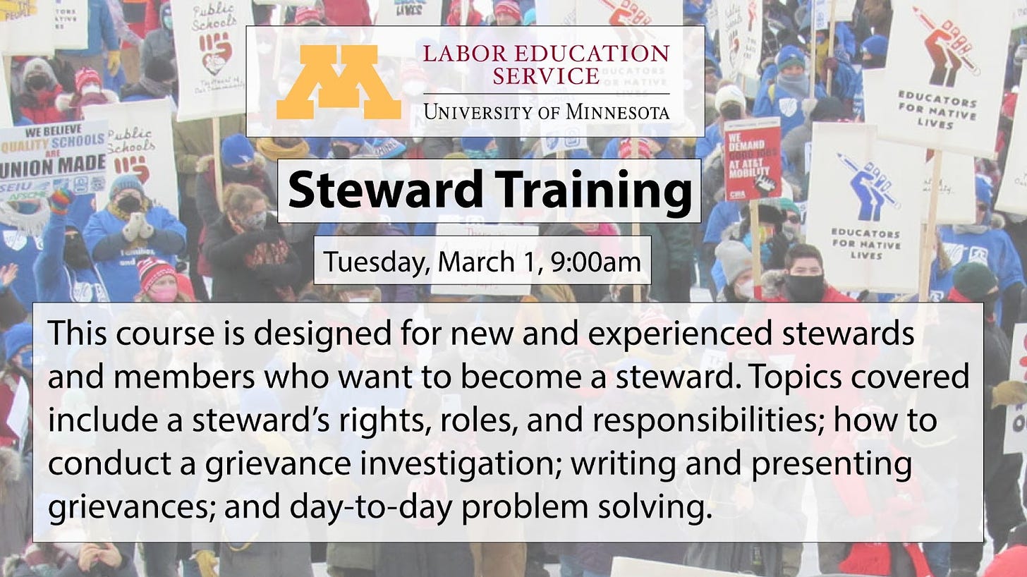 This course is designed for new and experienced stewards and members who want to become a steward. Topics covered include a steward’s rights, roles, and responsibilities; how to conduct a grievance investigation; writing and presenting grievances; and day-to-day problem solving.