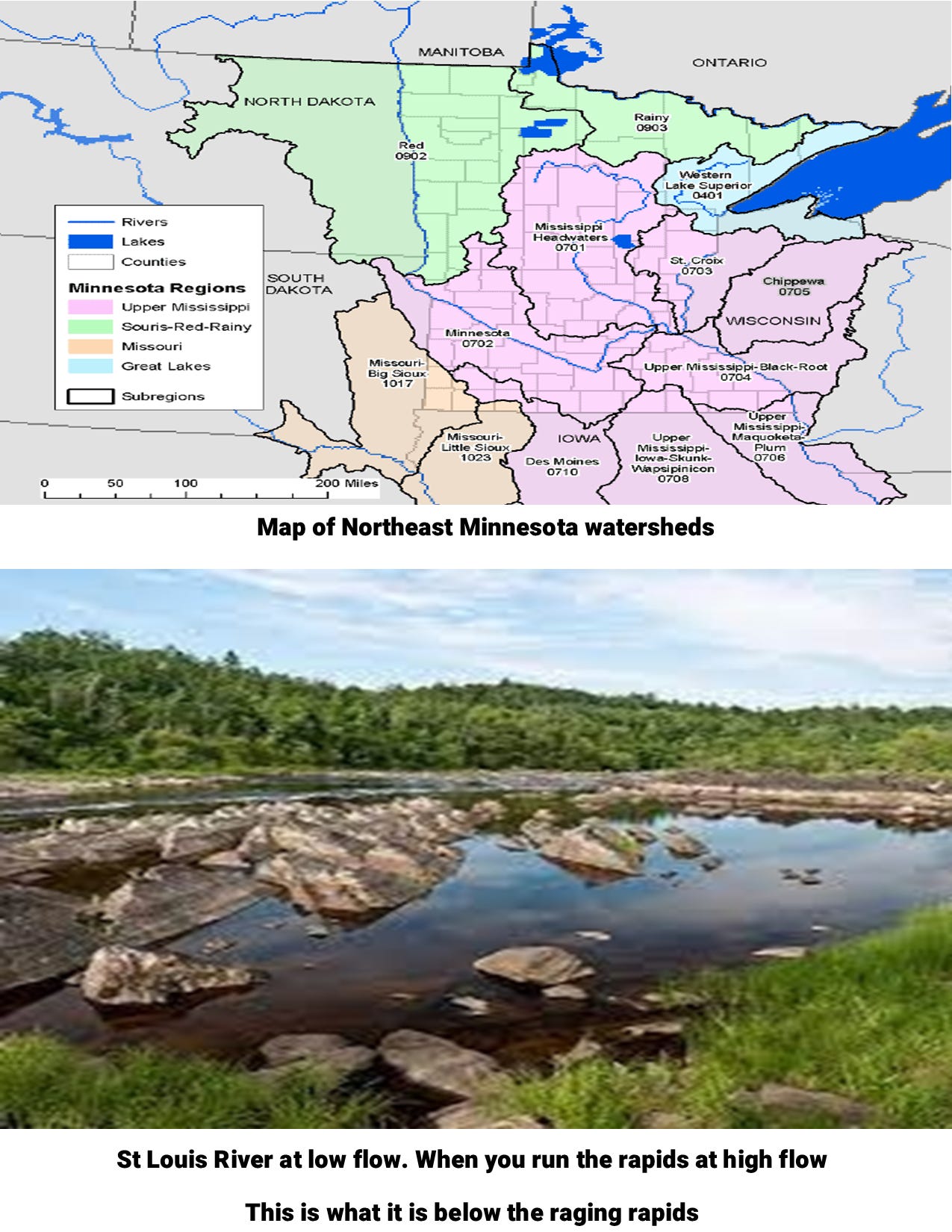 Map of Northeast MN watersheds & bolders that exist buyt are not scene when water is high MN DNR