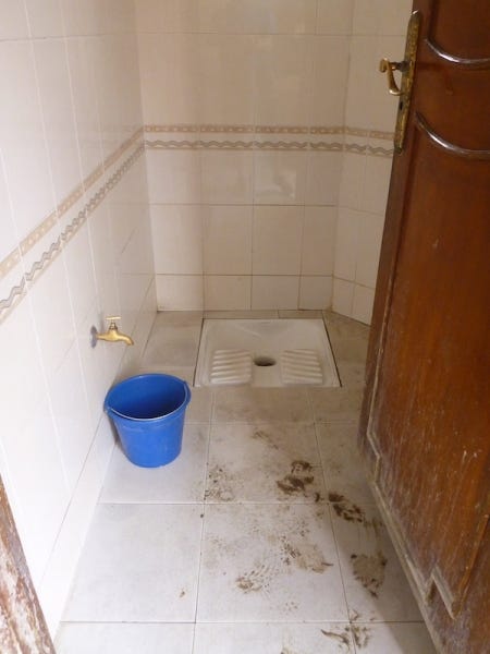 A typical Moroccan squat toilet