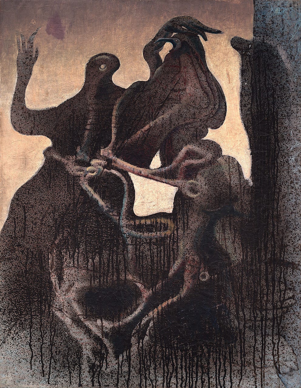 Max Ernst, Zoomorphic Couple, 1933. Oil on canvas, 36 1/4 x 28 7/8 inches (91.9 x 73.3 cm)