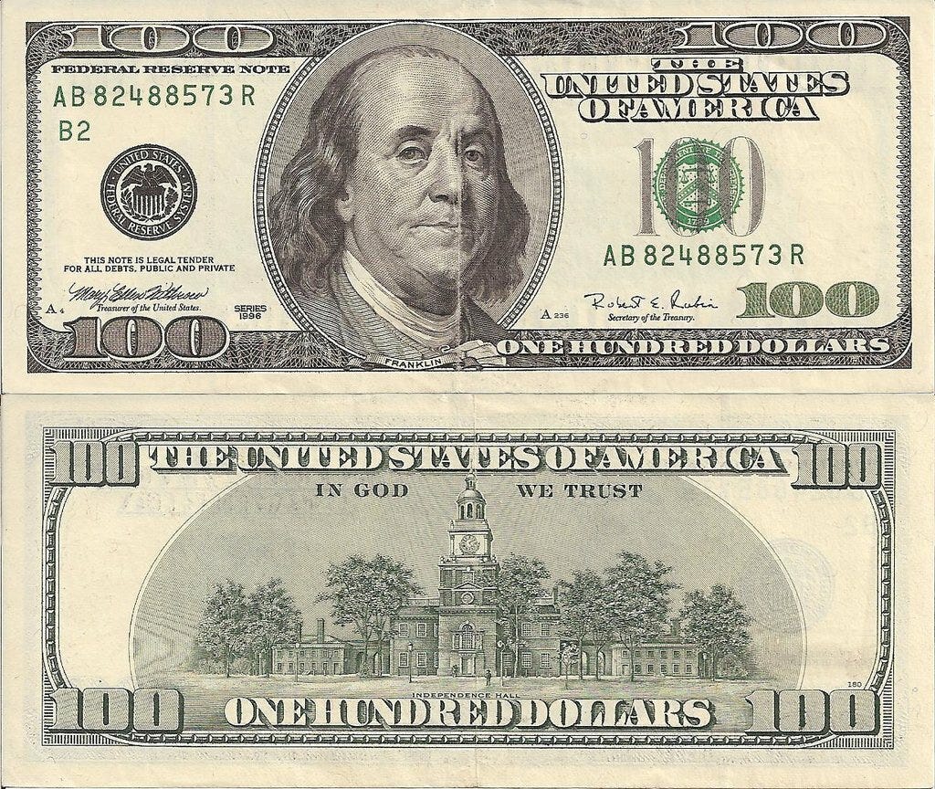 Banknote World Educational > United States > United States 100 Dollars Banknote, 1996, P-503