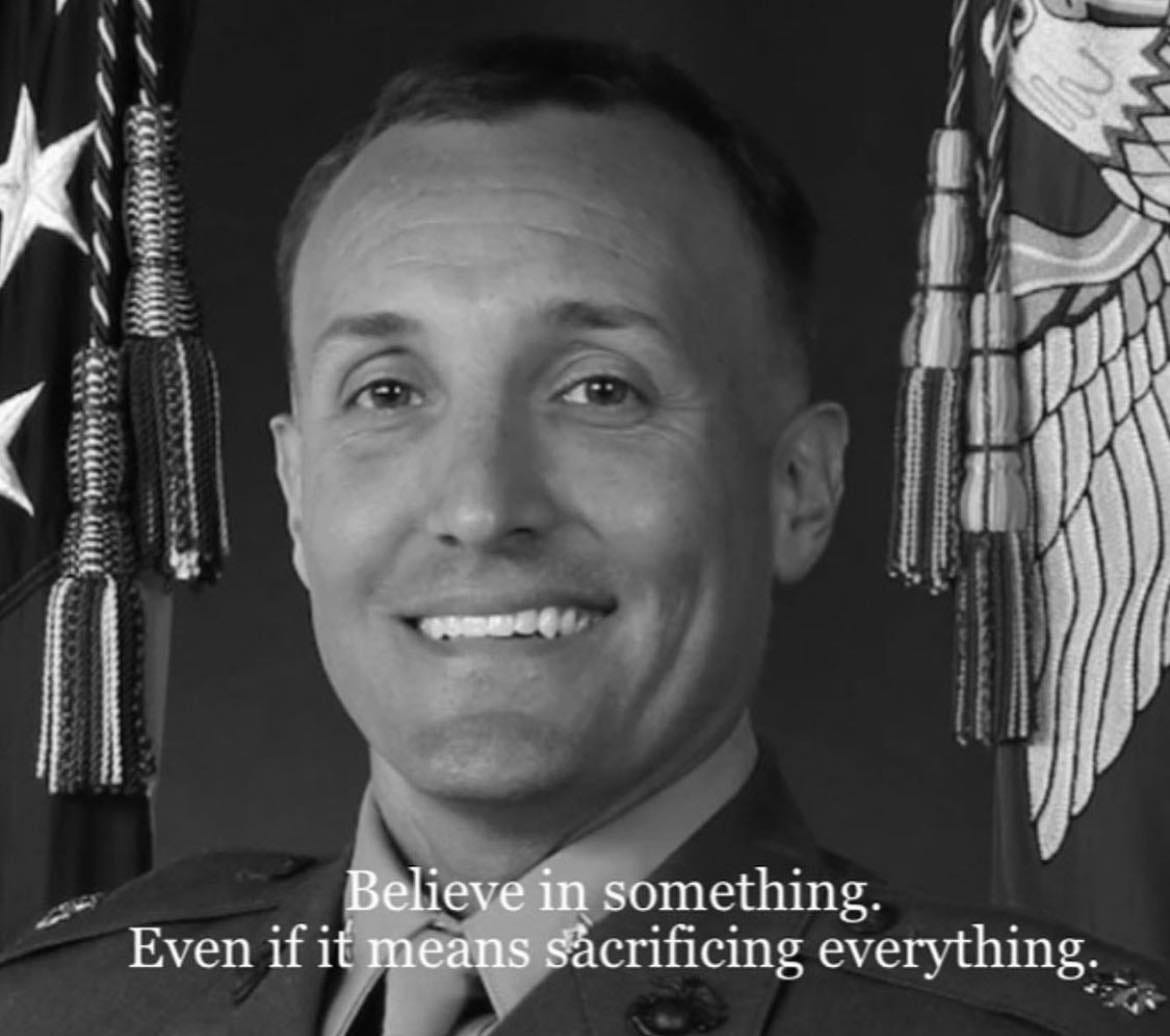 May be an image of 1 person and text that says 'Believe in something. Even if ifit means sacrificing everything'