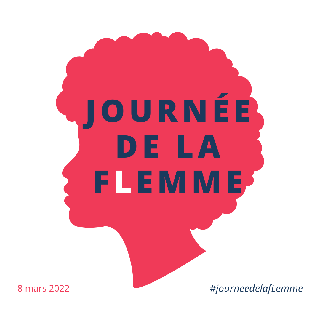 silhouette de femme avec afro et message journée de la flemme