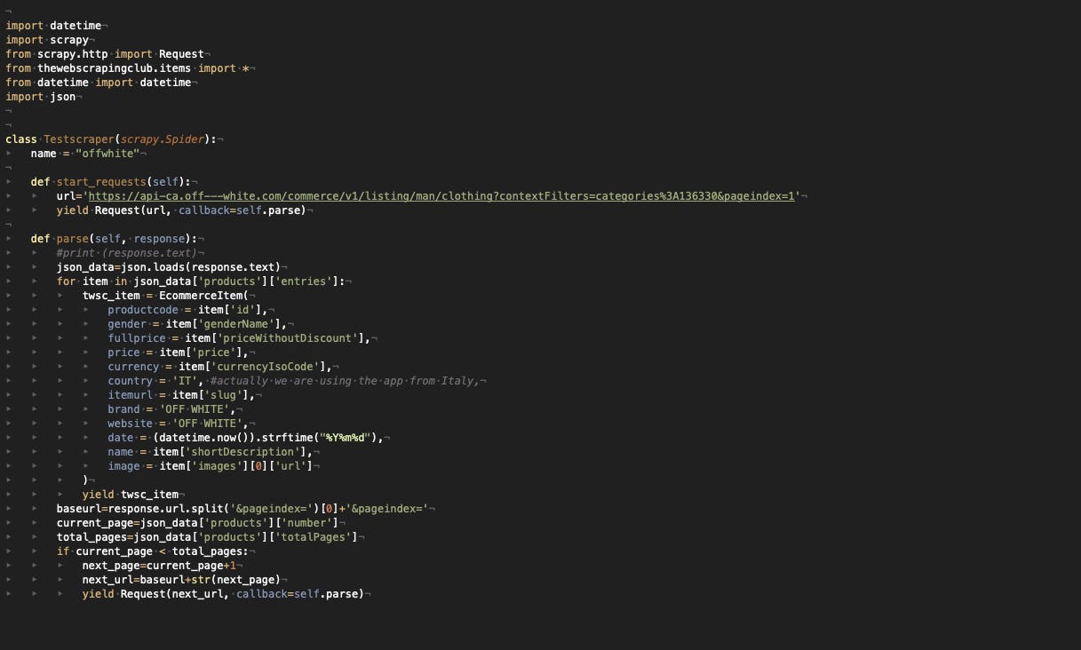 Scrapy the whole product category Scrapy the whole product category
