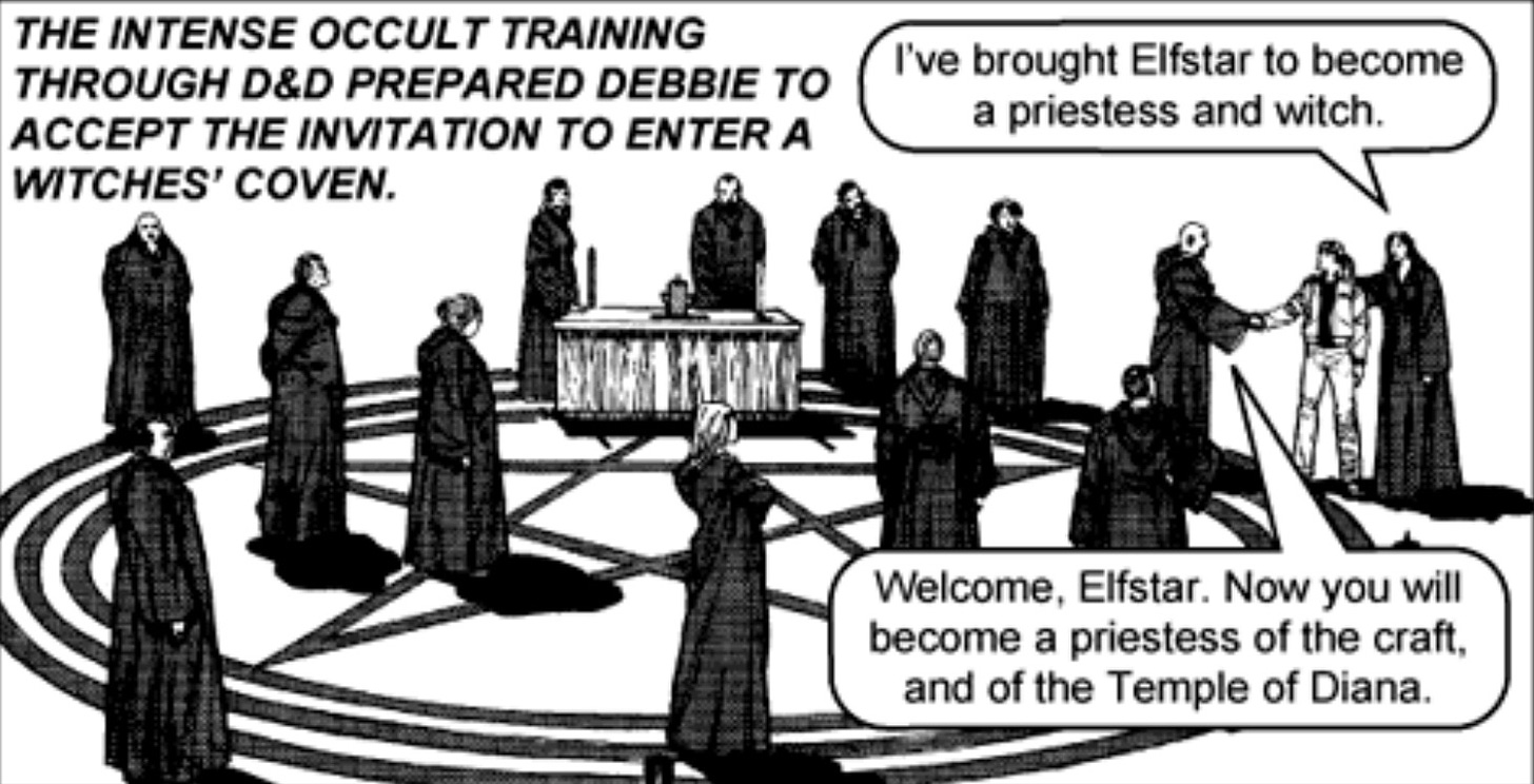 A piece from Jack Chick's tract against role playing games