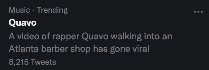 Quavo: A video of rapper Quavo walking into an Atlanta barber shop has gone viral