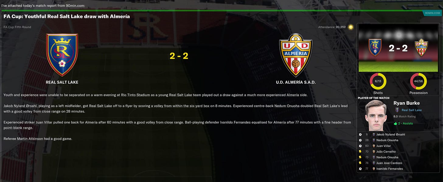 Football Manager 2021 Match Review