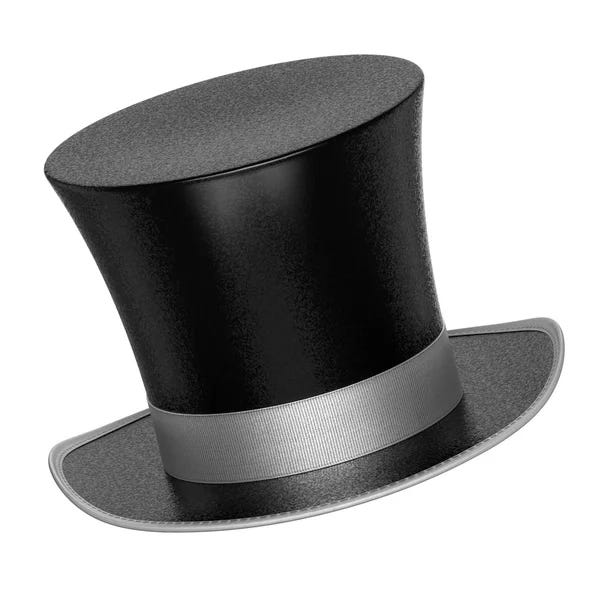 Chapeau décoratif noir rendu 3D avec ruban argenté Photo De Stock