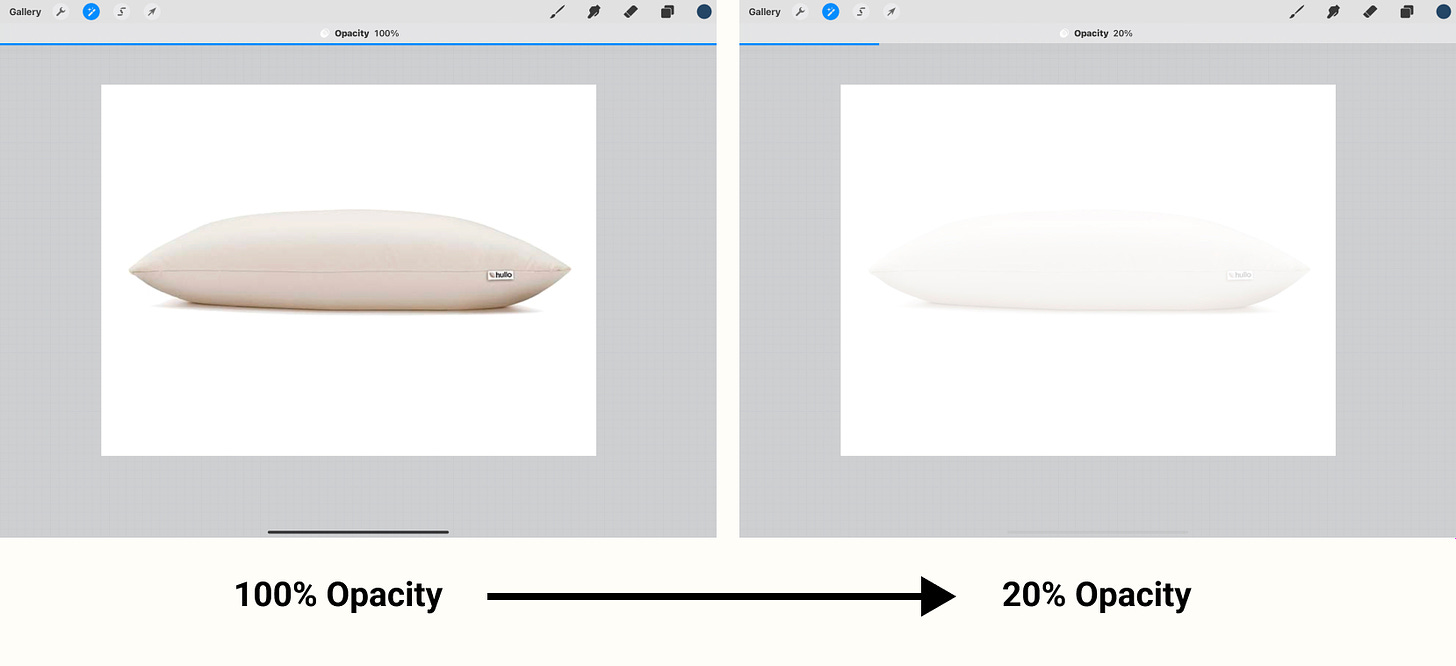 Reduce the opacity from 100% to 20%