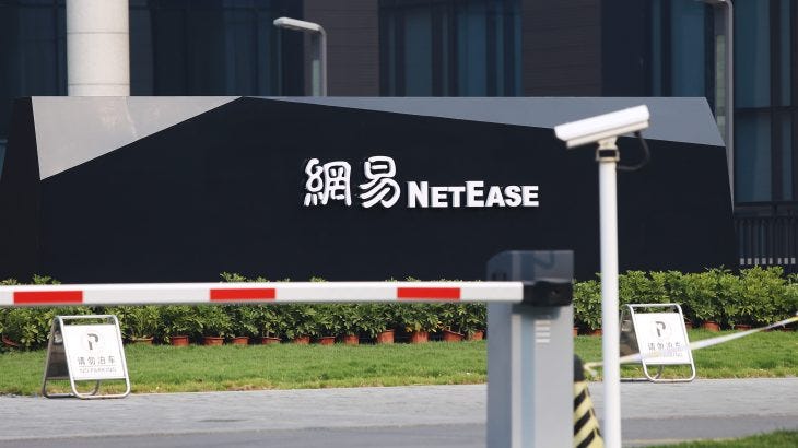 The logo of NetEase, Inc. is seen at its Beijing Headquarters on November 3, 2018