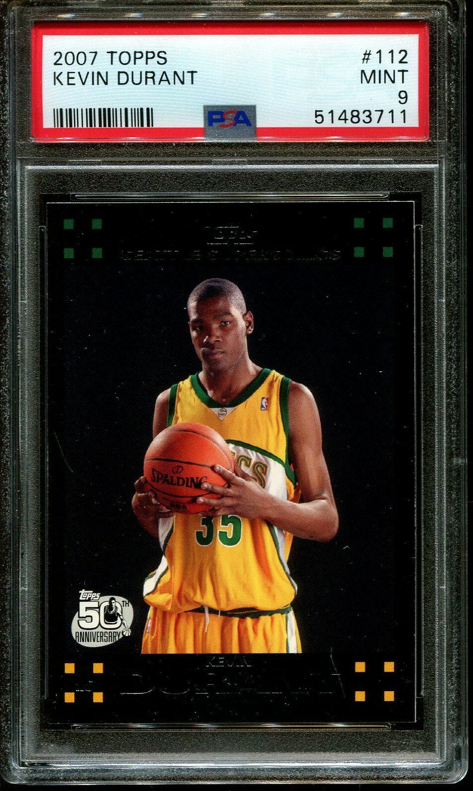 Image 1 - 2007-TOPPS-112-KEVIN-DURANT-RC-PSA-9-A3024389-711