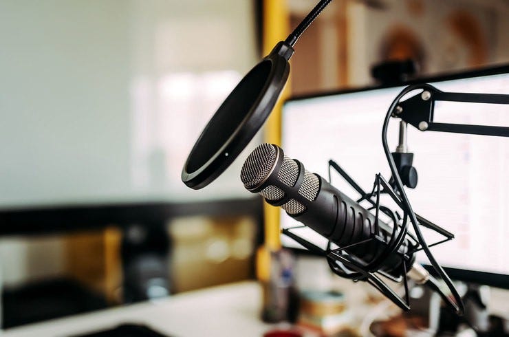 Microphone in podcast studio billboard 1548