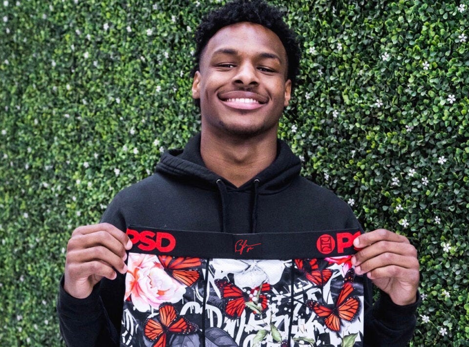 Bronny James Signs Partnership Deal With Underwear Company PSD