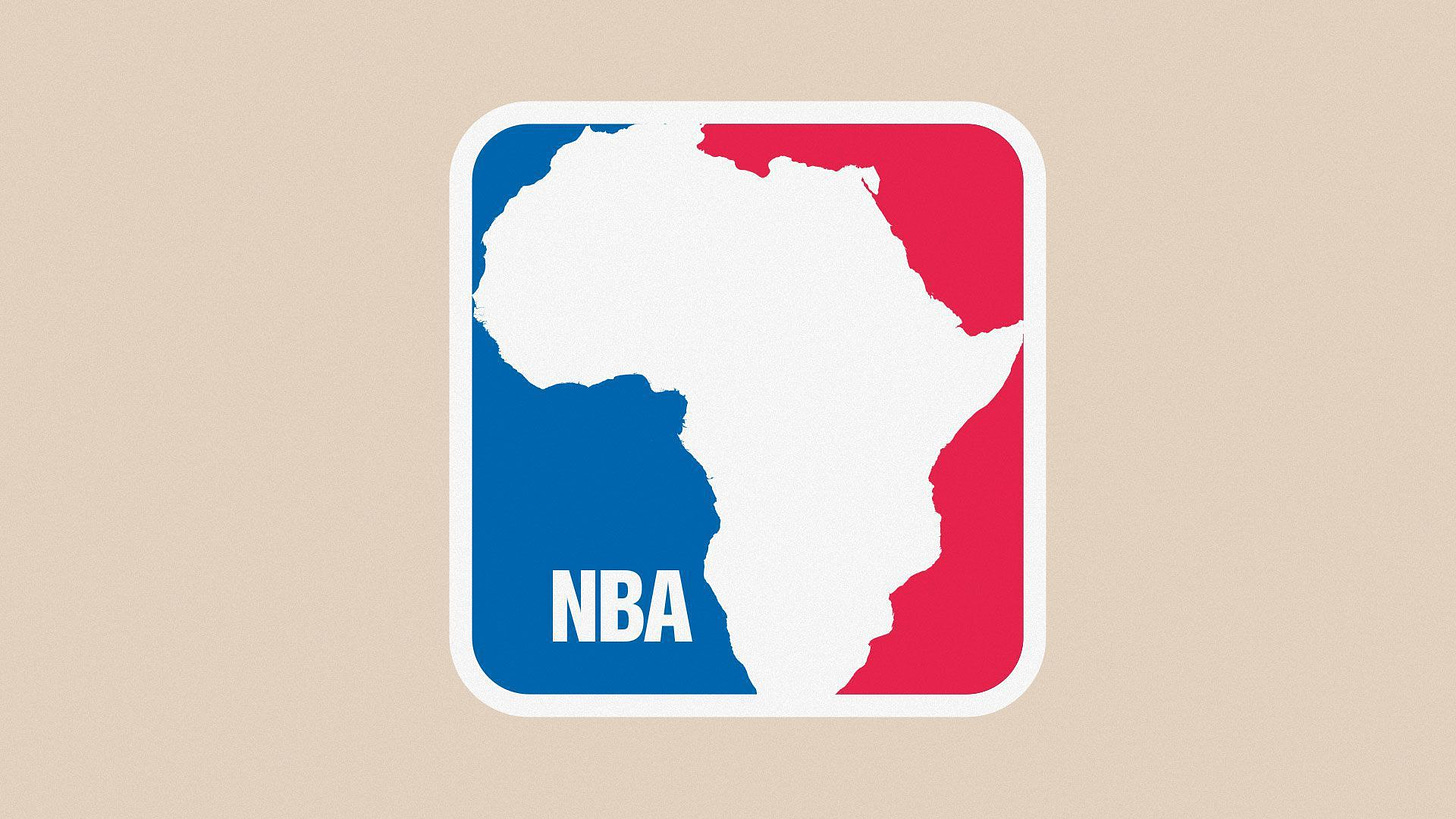An NBA logo with the outline of Africa