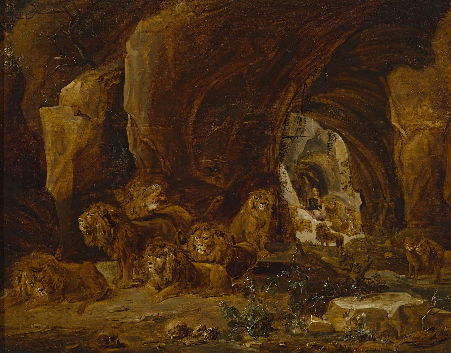 Daniel in the lions’ den (Daniel 6-17-22, 14-30-39) (1650s) by David Teniers The Younger (Flemish, 1610 - 1690)