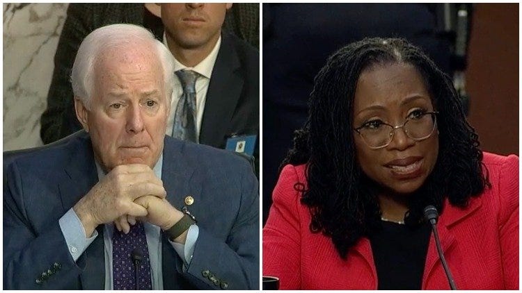 Sen Cornyn Grills Judge Jackson on Marriage Equality in SCOTUS Hearing