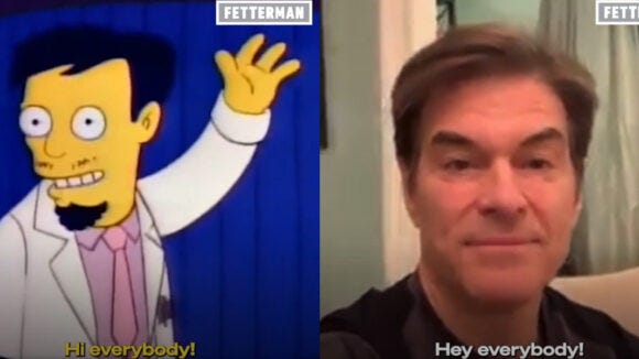 Senate Hopeful John Fetterman Uses 'Simpsons' Clips To Undermine Dr. Oz's  Campaign, But Without Permission From Disney