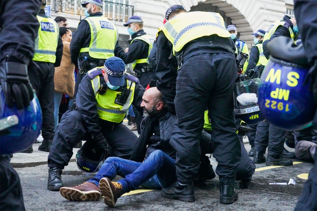 London anti-lockdown protests result in 155 arrests