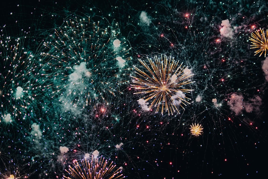 Free Green and Brown Fireworks Display Stock Photo