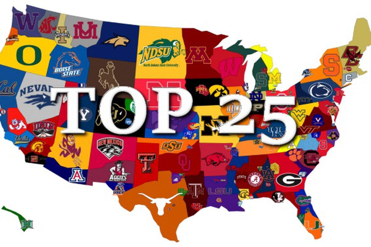 College Football Top 25 AP Poll, Coaches Poll and Power Rankings - A Sea Of  Blue