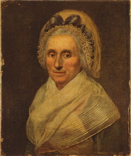 Portrait of Mary Ball Washington as an older woman.