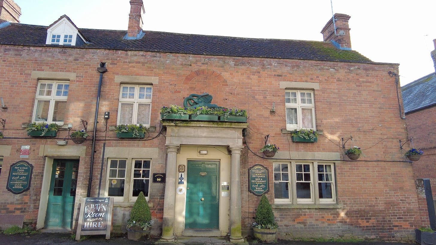 The Green Dragon pub in the village of Market Lavington, Wiltshire