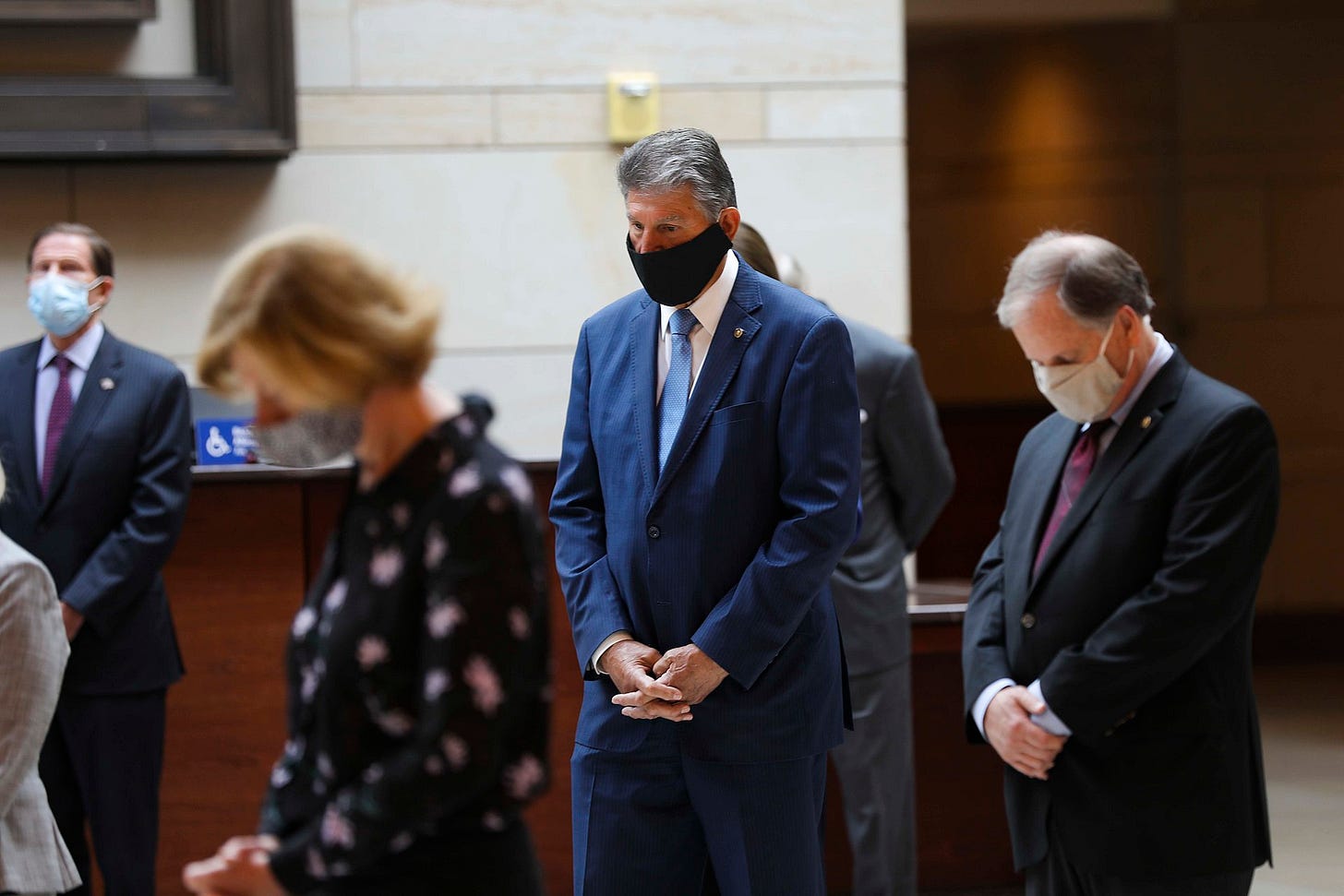 The Senate Democrats held a moment of silence for 8 minutes and 46 seconds Thursday morning, June 4, 2020 in Emancipation Hall to commemorate the lives of George Floyd, Ahmaud Arbery, and Breonna Taylor. (50113981603).jpg