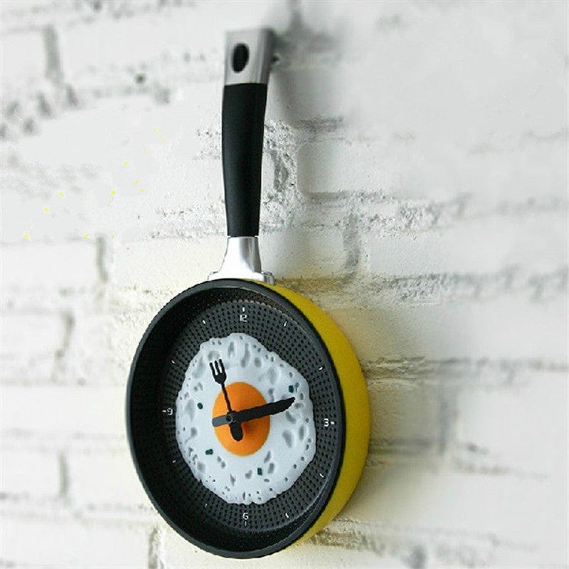 Fried Egg Pan Design Kitchen Wall Clock