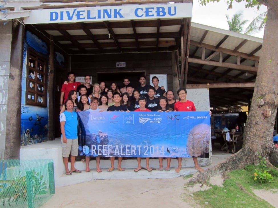 The Reef Alert team volunteering with the Thresher Shark Research and Conservation Project at Malapascua, Philippines