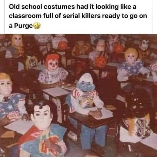 old school costumes purge serial killers classroom